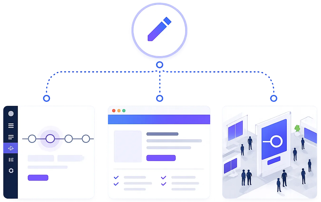 Diagram of one role record feeding the careers map, the careers website and the role card.