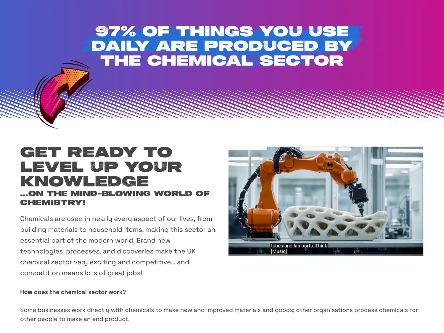 The Not Just Lab Coats careers website, showing science career routes.