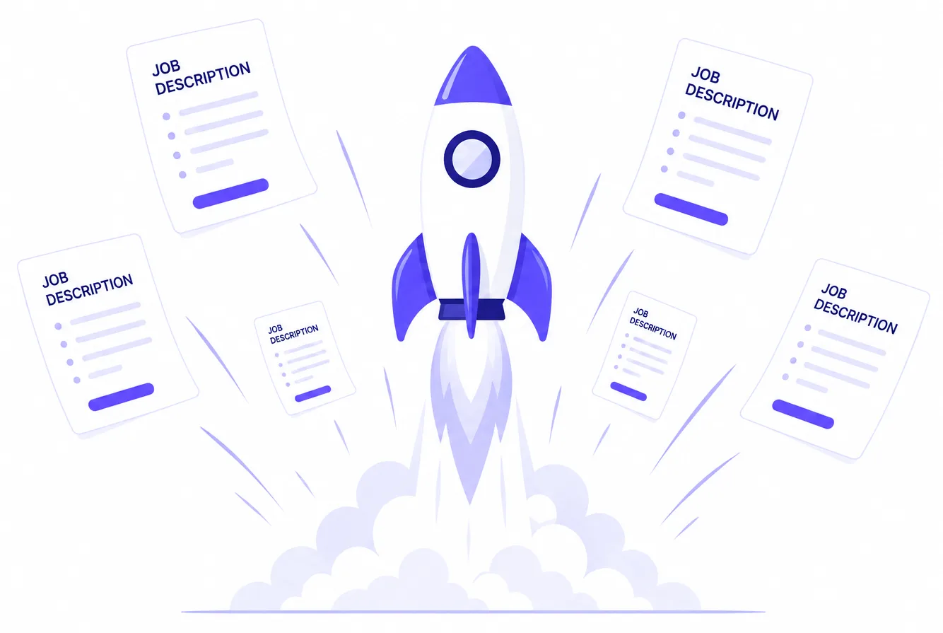 Illustration of a CareerPaths setup being built from an organisation's existing job descriptions.